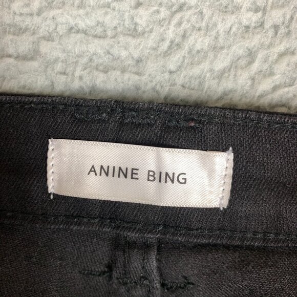 Anine Bing Jagger Jeans Womens 24 Black Low Rise Stretch Denim Skinny Crop Ankle - Picture 7 of 16